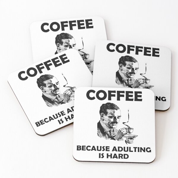 Item preview, Coffee Because Adulting is Hard Vintage Man Drinking Coffee designed and sold by SomeDesignThing.