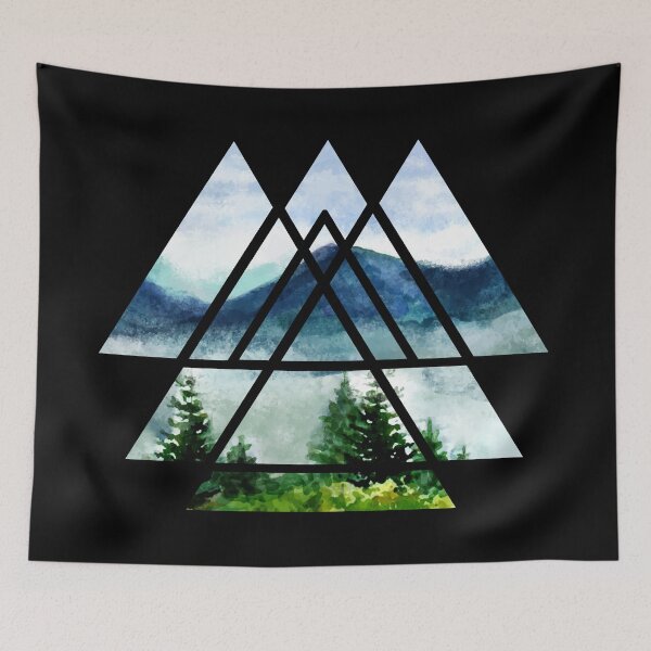Aperçu de l'œuvre Triangles de géométrie sacrée - paysage aquarelle créée et vendue par maryedenoa.