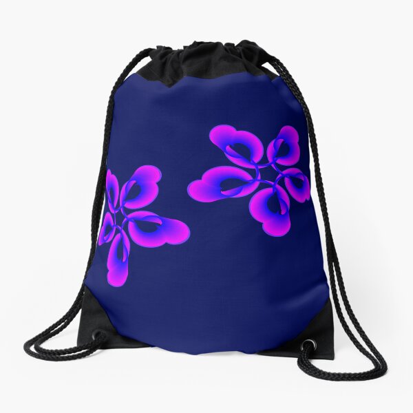 Spiral Pink Blue Abstract Flowers Drawstring Bag