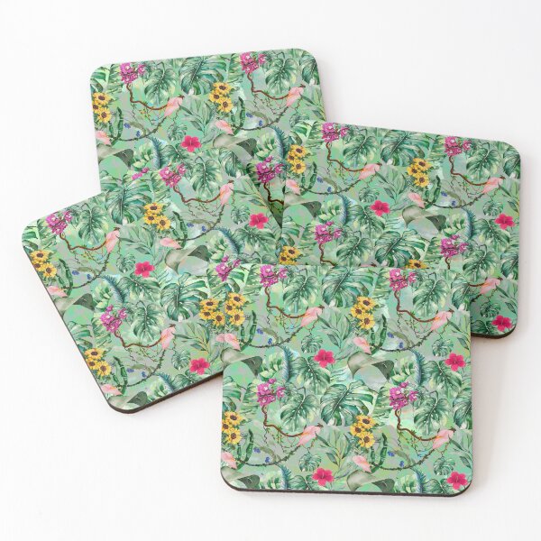 Item preview, Exotic green forest, leaves and flowers tropical pattern, botanical illustration, floral illustration   designed and sold by ZeinabTaha.