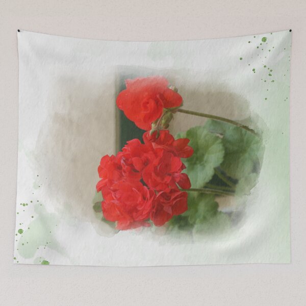 Item preview, Red Begonias Digital Watercolor original artwork designed and sold by paragonDesign28.