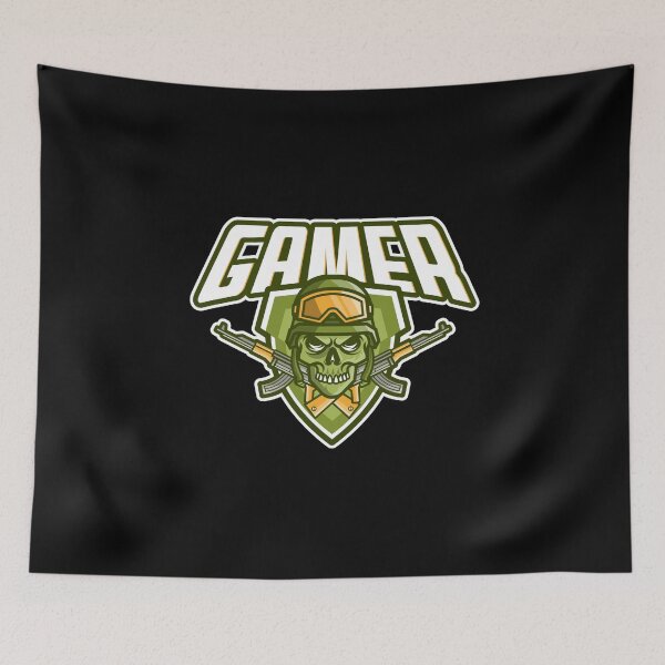Item preview, Gamer with Skull holding AK47 designed and sold by PRIVARSHU.