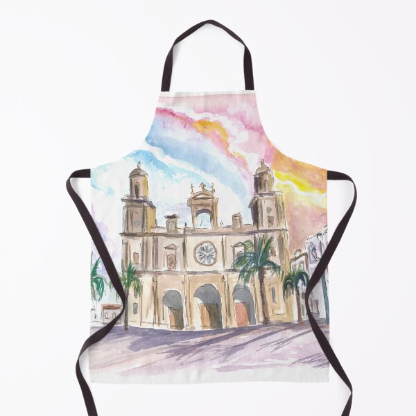 Item preview, Las Palmas de Gran Canaria Cathedral Scene With Sunset And Plaza designed and sold by artshop77.
