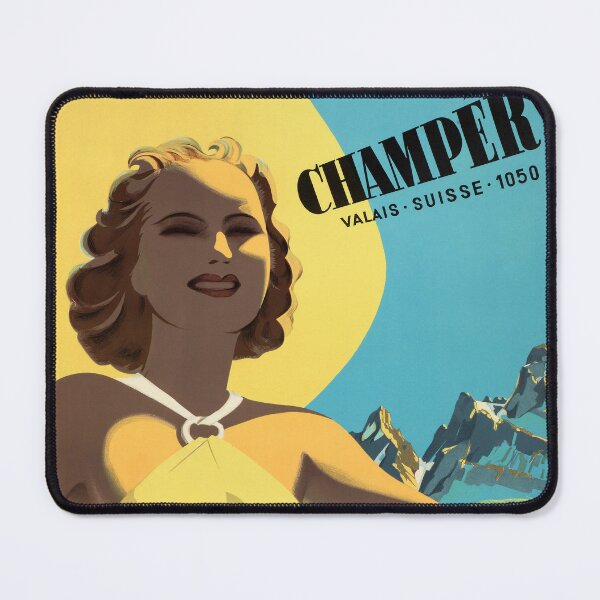 Item preview, CHAMPERY Valais Suisse Switzerland 1938 Vintage Art Deco Travel Poster by Martin Peikert designed and sold by retroposters.