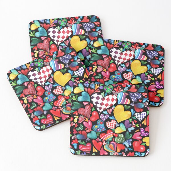 Item preview, Romantic Hearts Pattern - on black designed and sold by NPrintsDesign.