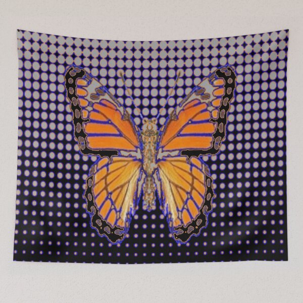 Item preview, MONARCH BUTTERFLY ON BLACK  PATTERNED GREY ABSTRACT  designed and sold by sharlesart.