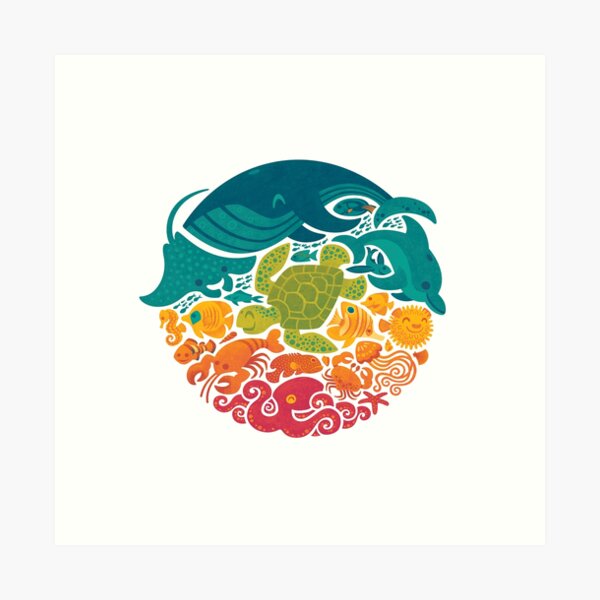 Aquatic Rainbow (white) Art Print