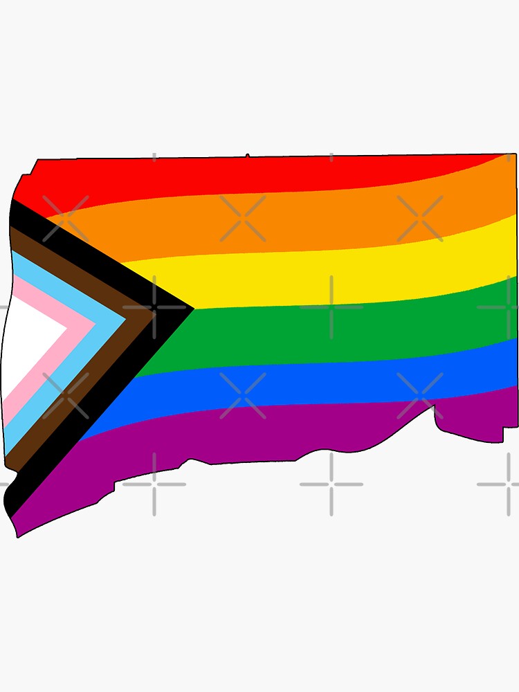 Thumbnail 3 of 3, Sticker, Connecticut Progress Pride designed and sold by Gayesthetic.
