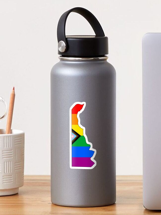 Thumbnail 1 of 3, Sticker, Delaware Progress Pride designed and sold by Gayesthetic.