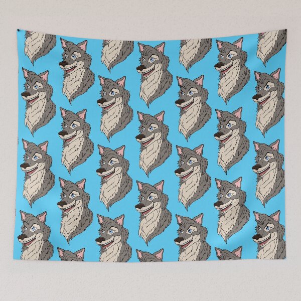 Item preview, Expressive Grinning Mischievous Wolf Cartoon Head designed and sold by Deborah Camp.