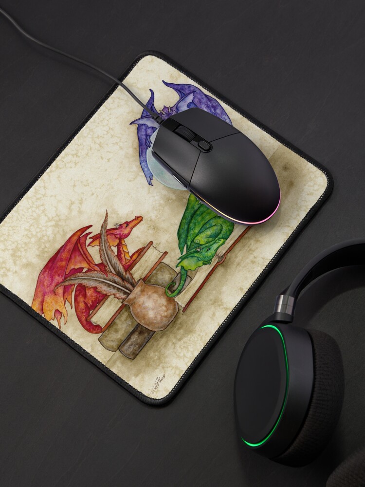Disover Dragons In The Library Mouse Pad