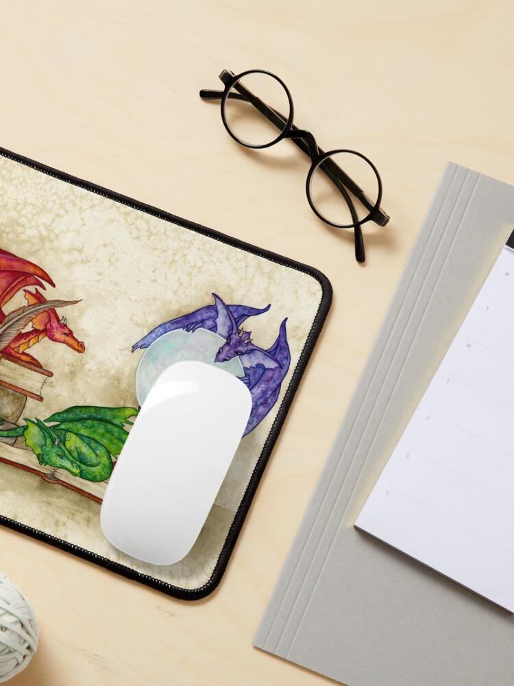 Disover Dragons In The Library Mouse Pad