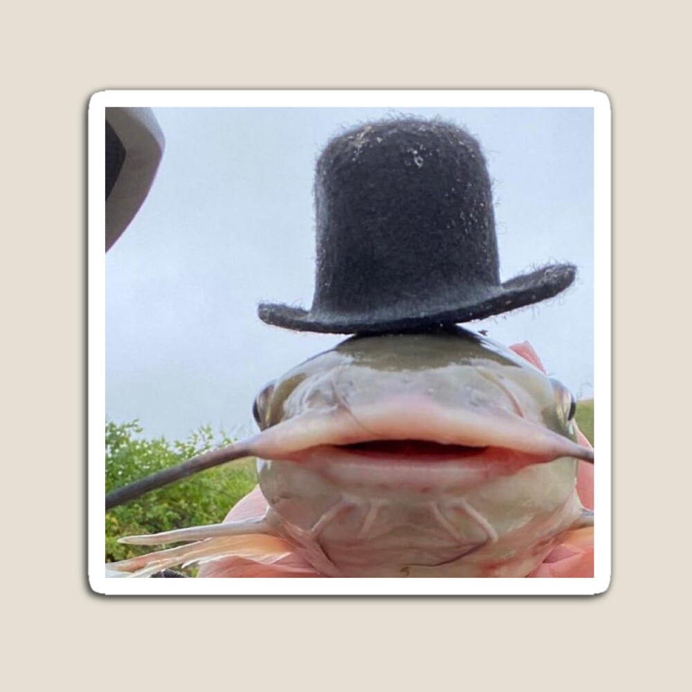 Catfish in a hat Magnet for Sale by WixiBaby