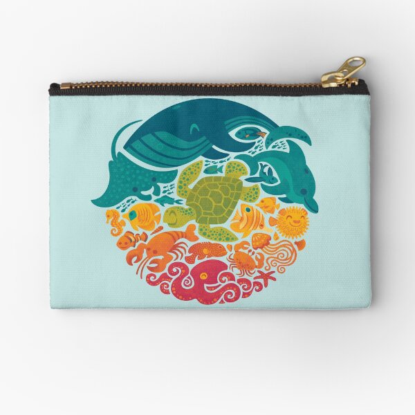 Aquatic Rainbow (light blue) Zipper Pouch