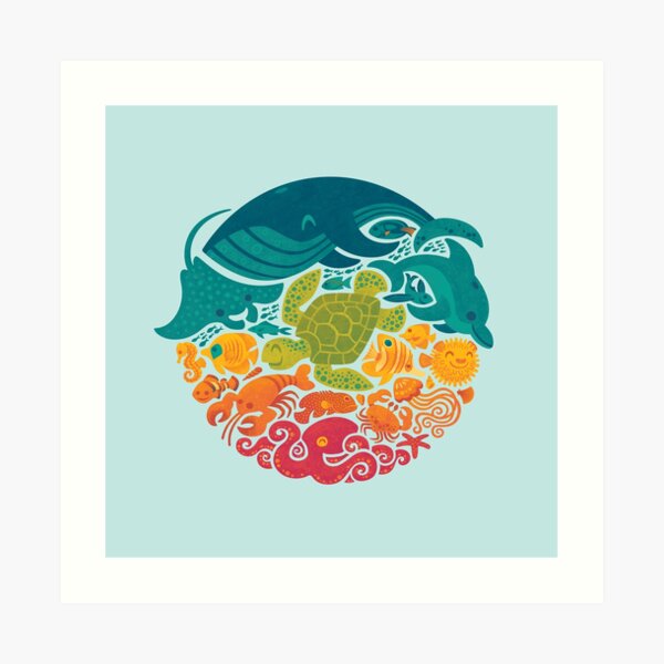 Aquatic Rainbow (light blue) Art Print