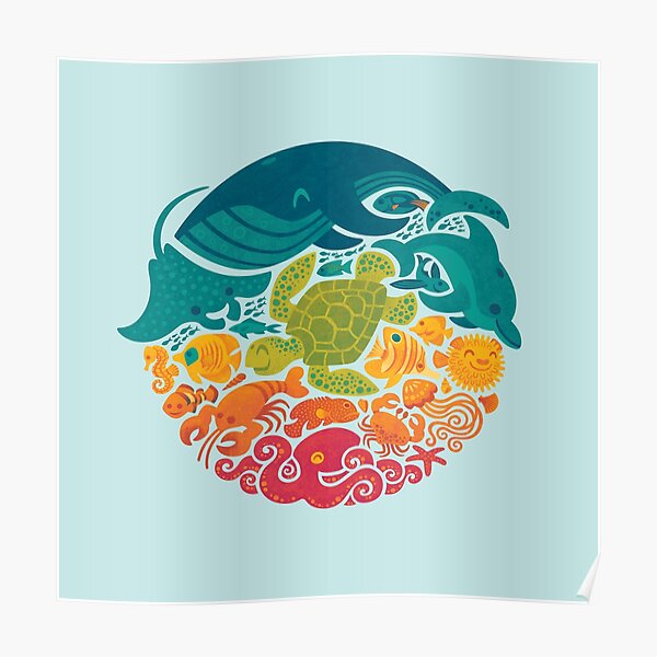 Aquatic Rainbow (light blue) Poster