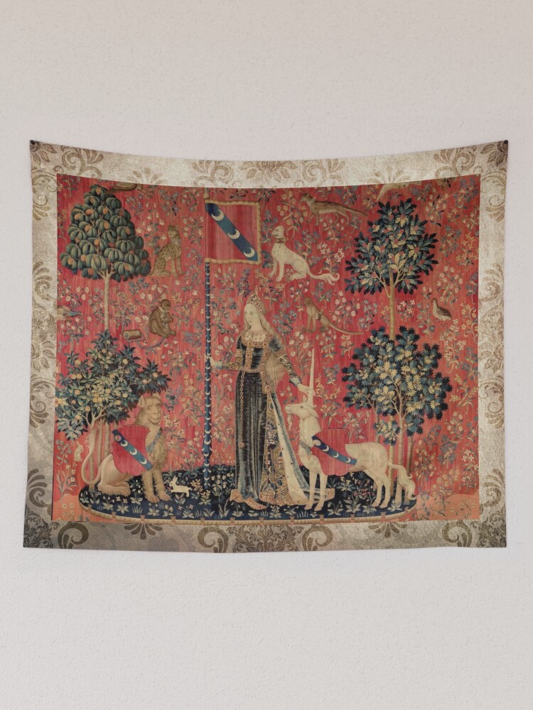 Medieval Unicorn Floral Tapestry A-Line Dress for Sale by epitomegirl