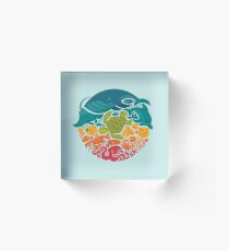 Aquatic Rainbow (light blue) Acrylic Block