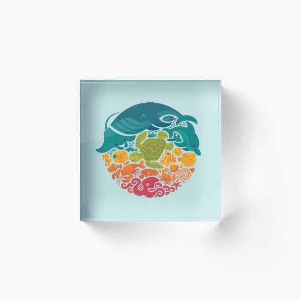 Aquatic Rainbow (light blue) Acrylic Block