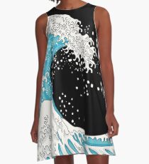 Kanagawa Wave A-Line Dress