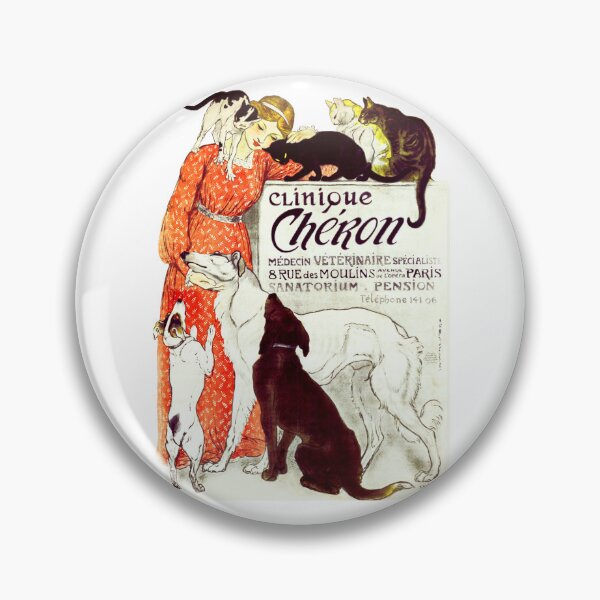 Item preview, Clinique Cheron Vintage Dog and Cat Steinlen , cat dog veterinary vintage French advertising designed and sold by TeeARTHY.
