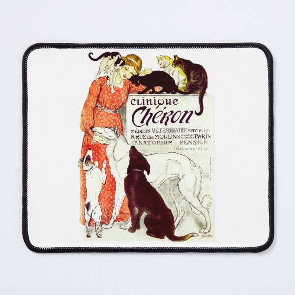 Item preview, Clinique Cheron Vintage Dog and Cat Steinlen , cat dog veterinary vintage French advertising designed and sold by TeeARTHY.