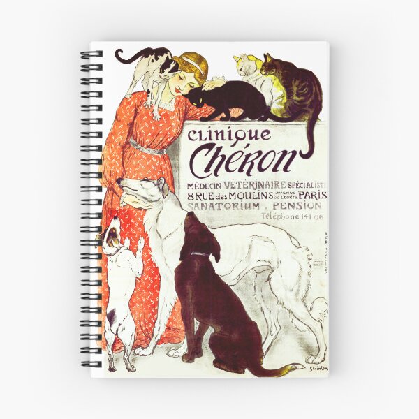 Item preview, Clinique Cheron Vintage Dog and Cat Steinlen , cat dog veterinary vintage French advertising designed and sold by TeeARTHY.