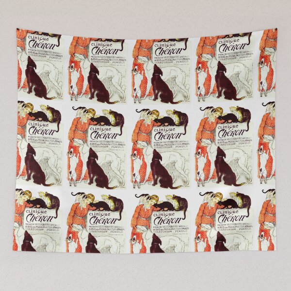 Item preview, Clinique Cheron Vintage Dog and Cat Steinlen , cat dog veterinary vintage French advertising designed and sold by TeeARTHY.