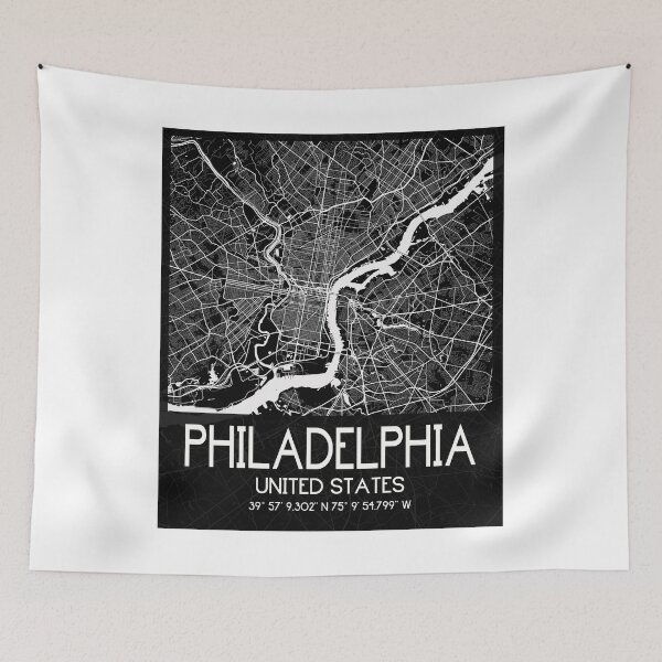 Item preview, PHILADELPHIA PENNSYLVANIA DECOR MAP MONOCHROME BLACK designed and sold by lukas69graphic.