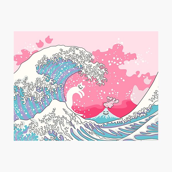 Item preview, Psychodelic Bubblegum Kunagawa Surfer Cat designed and sold by XOOXOO.