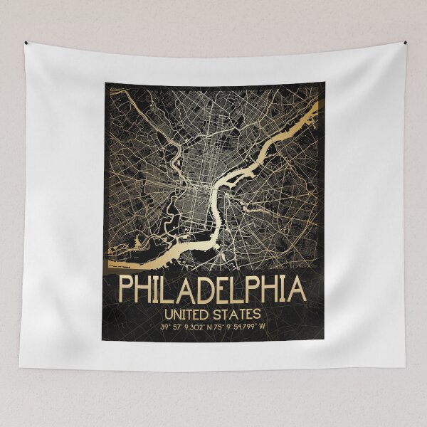 Item preview, Copy of PHILADELPHIA PENNSYLVANIA DECOR MAP MONOCHROME GOLD designed and sold by lukas69graphic.
