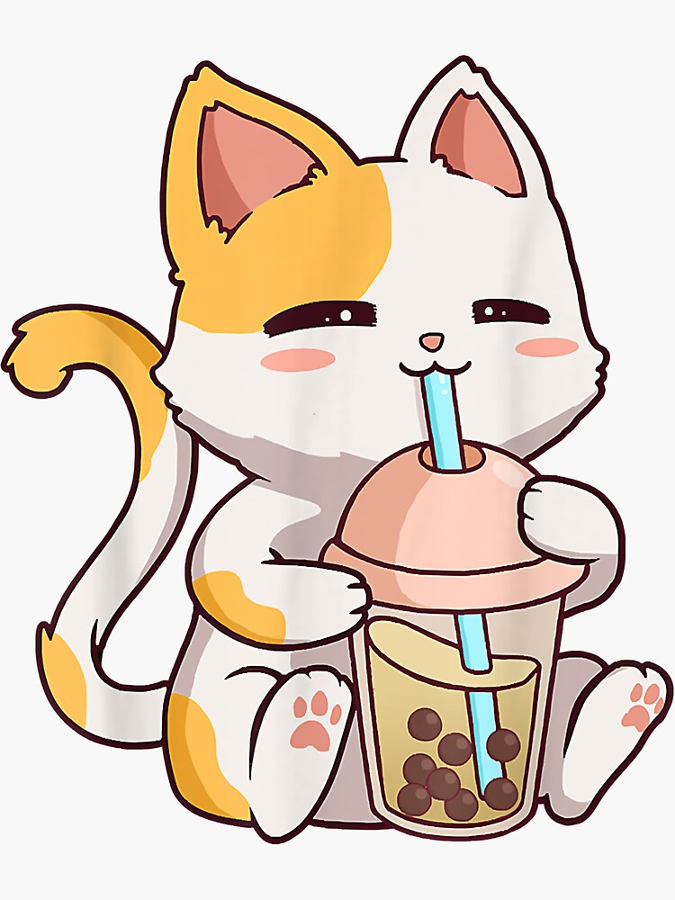 "Boba Tea Bubble Katze Kawaii Neko Anime süße Katze Boba" Sticker von