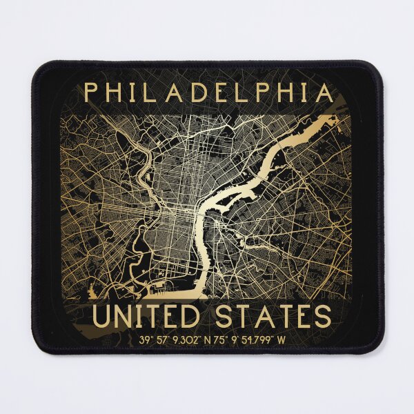Item preview, PHILADELPHIA PENNSYLVANIA DECOR MAP MONOCHROME GOLD designed and sold by lukas69graphic.