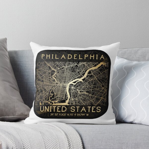 Item preview, PHILADELPHIA PENNSYLVANIA DECOR MAP MONOCHROME GOLD designed and sold by lukas69graphic.