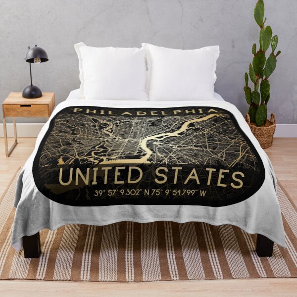 Item preview, PHILADELPHIA PENNSYLVANIA DECOR MAP MONOCHROME GOLD designed and sold by lukas69graphic.