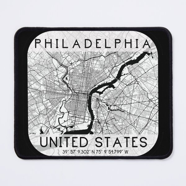 Item preview, PHILADELPHIA PENNSYLVANIA DECOR MAP MONOCHROME WHITE designed and sold by lukas69graphic.