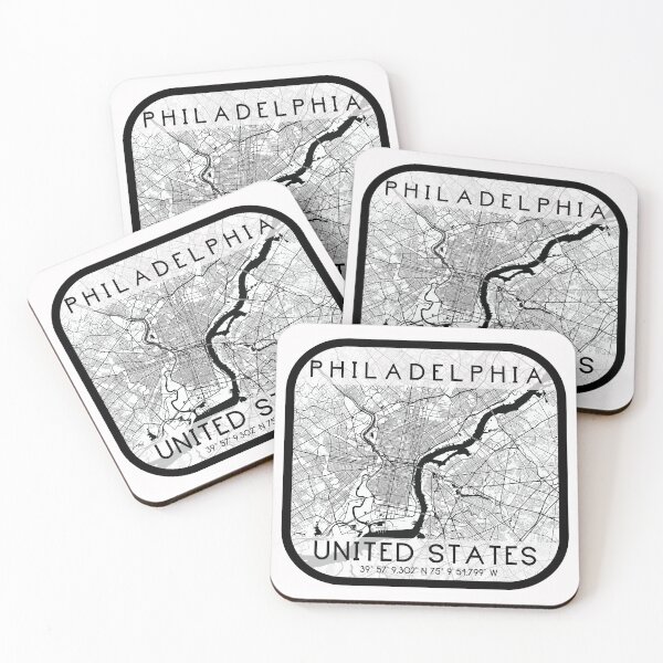 Item preview, PHILADELPHIA PENNSYLVANIA DECOR MAP MONOCHROME WHITE designed and sold by lukas69graphic.