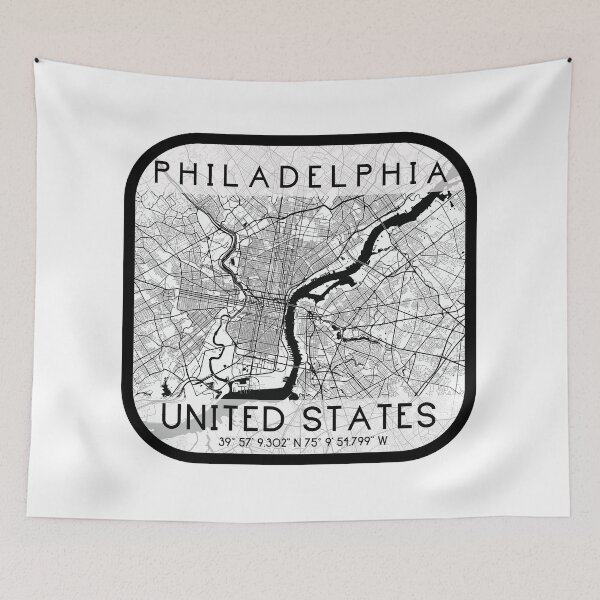 Item preview, PHILADELPHIA PENNSYLVANIA DECOR MAP MONOCHROME WHITE designed and sold by lukas69graphic.