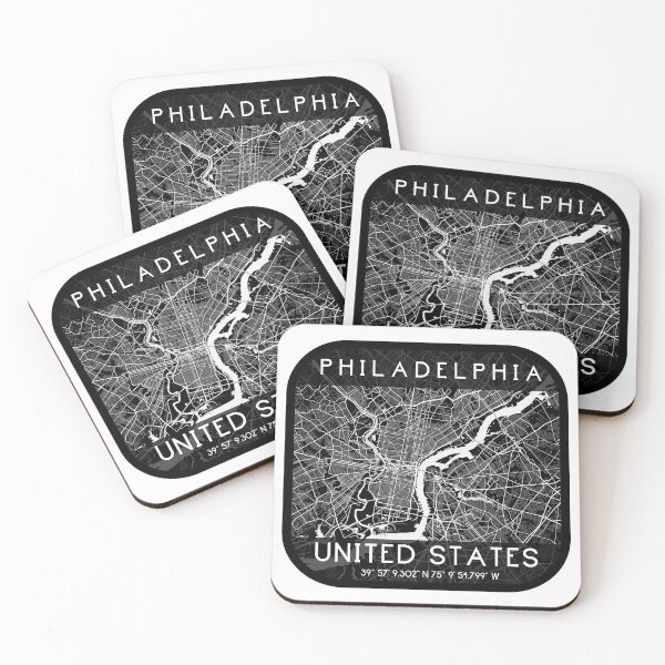 Item preview, PHILADELPHIA PENNSYLVANIA DECOR MAP MONOCHROME BLACK designed and sold by lukas69graphic.