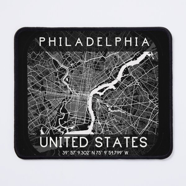 Item preview, PHILADELPHIA PENNSYLVANIA DECOR MAP MONOCHROME BLACK designed and sold by lukas69graphic.