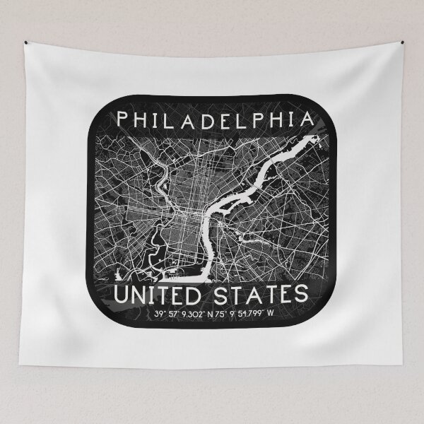Item preview, PHILADELPHIA PENNSYLVANIA DECOR MAP MONOCHROME BLACK designed and sold by lukas69graphic.