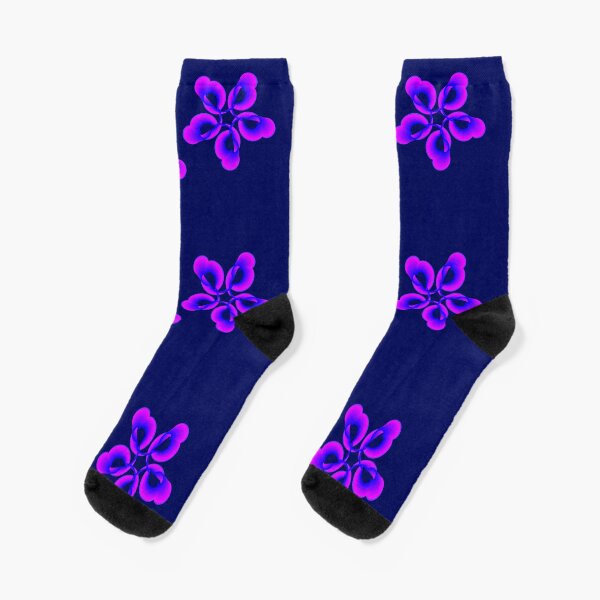 Spiral Pink Blue Abstract Flowers Socks