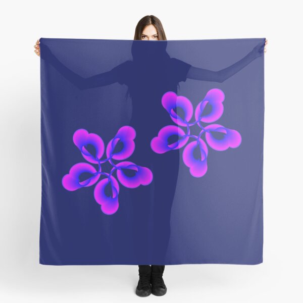 Spiral Pink Blue Abstract Flowers Scarf
