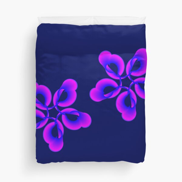 Spiral Pink Blue Abstract Flowers Duvet Cover