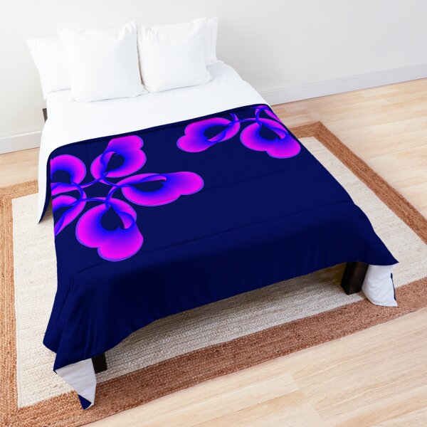 Spiral Pink Blue Abstract Flowers Comforter