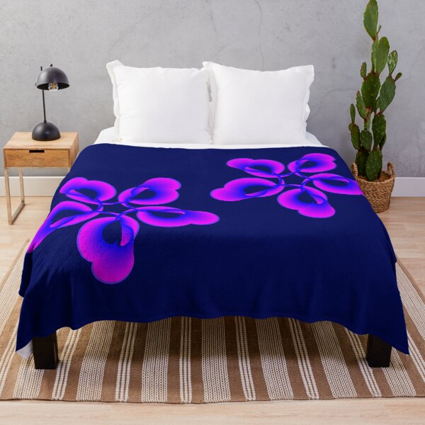 Spiral Pink Blue Abstract Flowers Throw Blanket