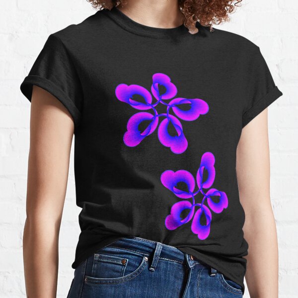 Spiral Pink Blue Abstract Flowers Classic T-Shirt