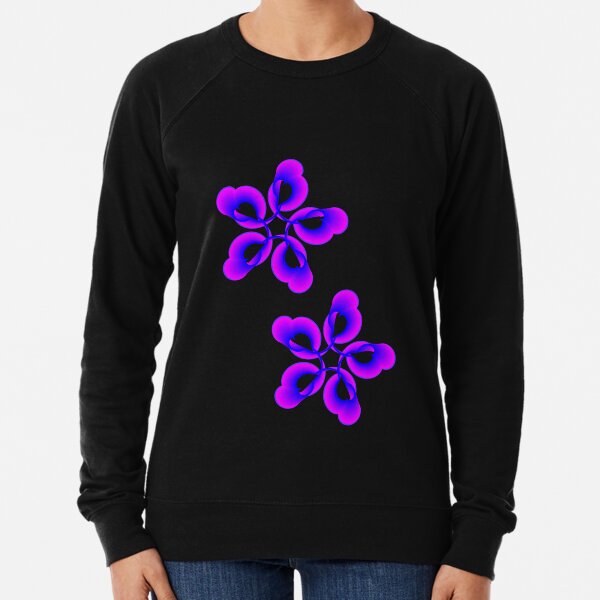 Spiral Pink Blue Abstract Flowers Lightweight Sweatshirt