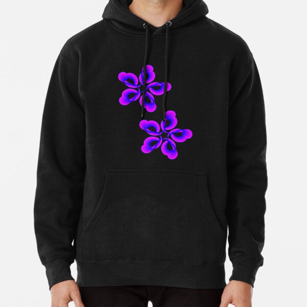 Spiral Pink Blue Abstract Flowers Pullover Hoodie