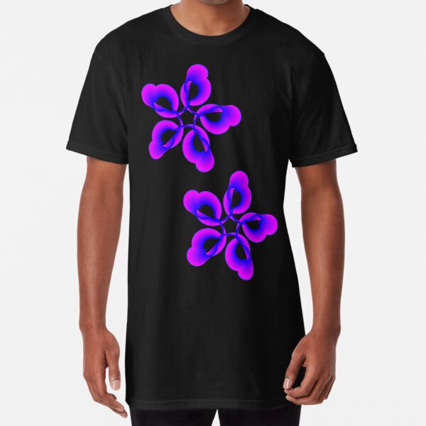 Spiral Pink Blue Abstract Flowers Long T-Shirt
